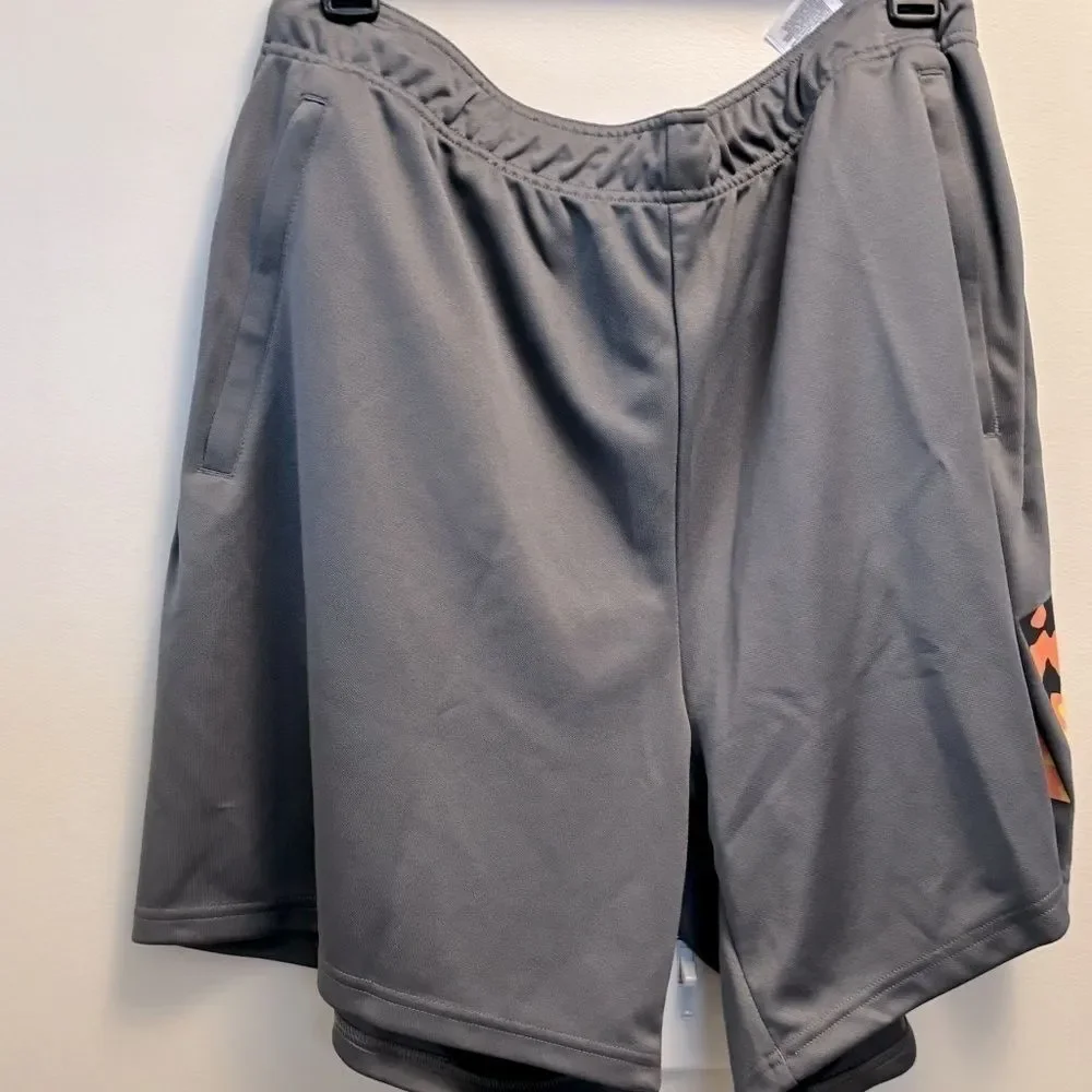 Adidas Men's Camo-Filled Logo Moisture-Wicking Training Shorts - Dgh/coral/blk